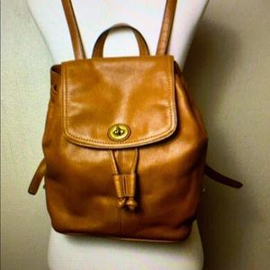 Coach brown cognac park leather mini backpack.